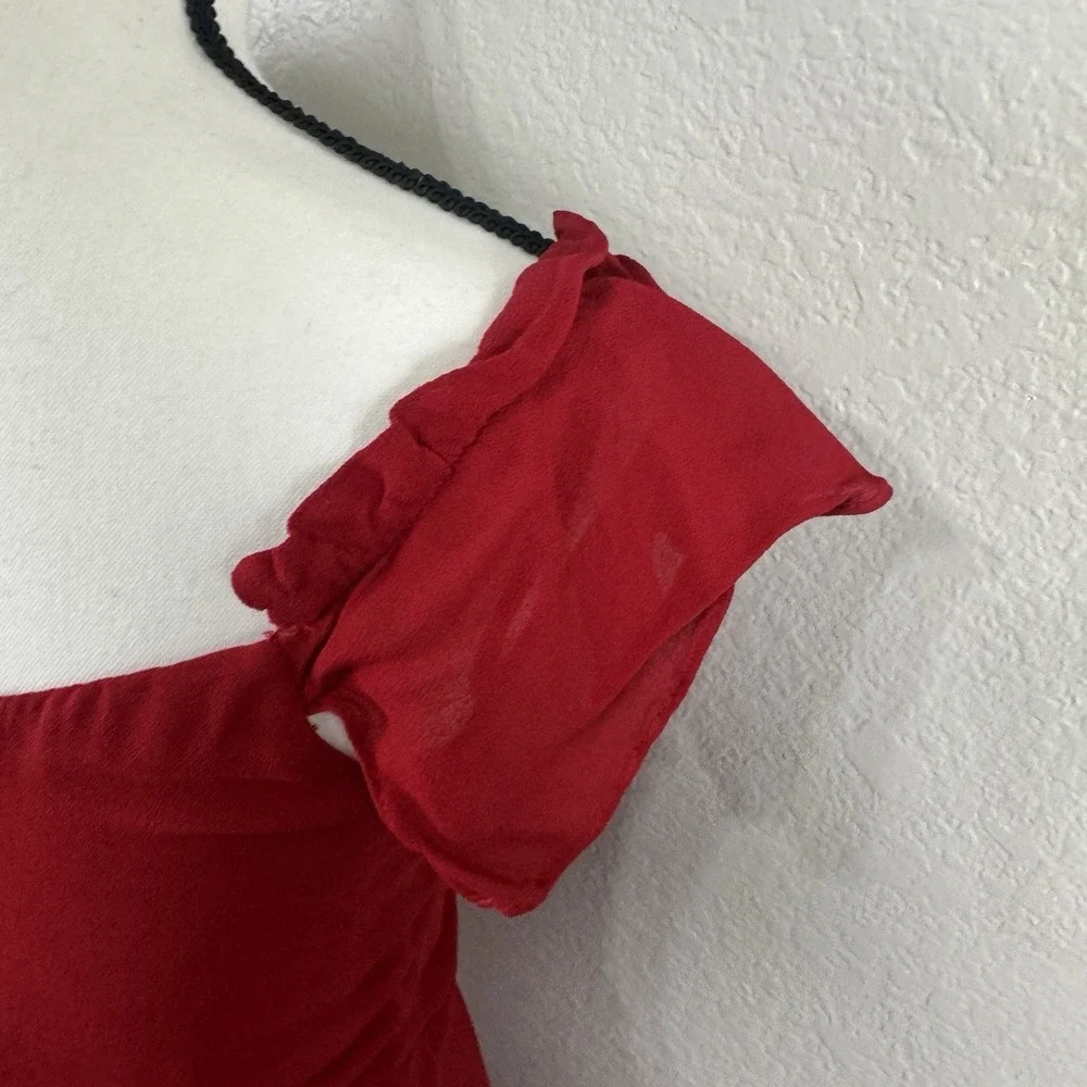 Reformations Dress Red Women 10 Butterfly Cherry Milkmaid Babydoll Maxi Romantic